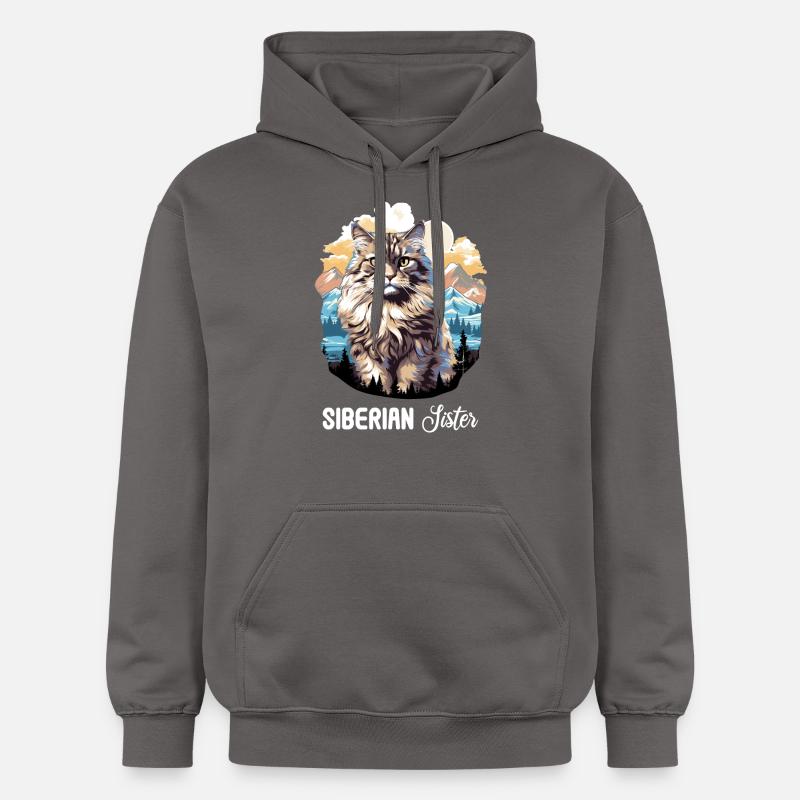 Chat Sibérien Sibirische Katze - Sweat à capuche Softstyle® Gildan Unisexe - gris foncé