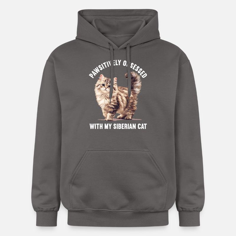 Chat Sibérien Sibirische Katze - Sweat à capuche Softstyle® Gildan Unisexe - gris foncé