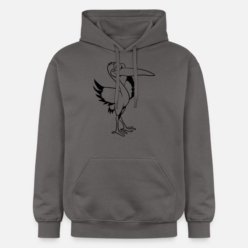 cigogne dessinée drôle - Sweat à capuche Softstyle® Gildan Unisexe - gris foncé