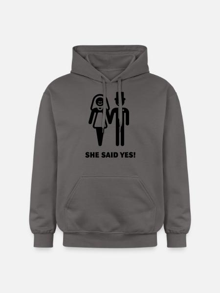 She said yes! (Wedding / Marriage) - Gildan Unisex Softstyle® Midweight Hoodie - dark grey
