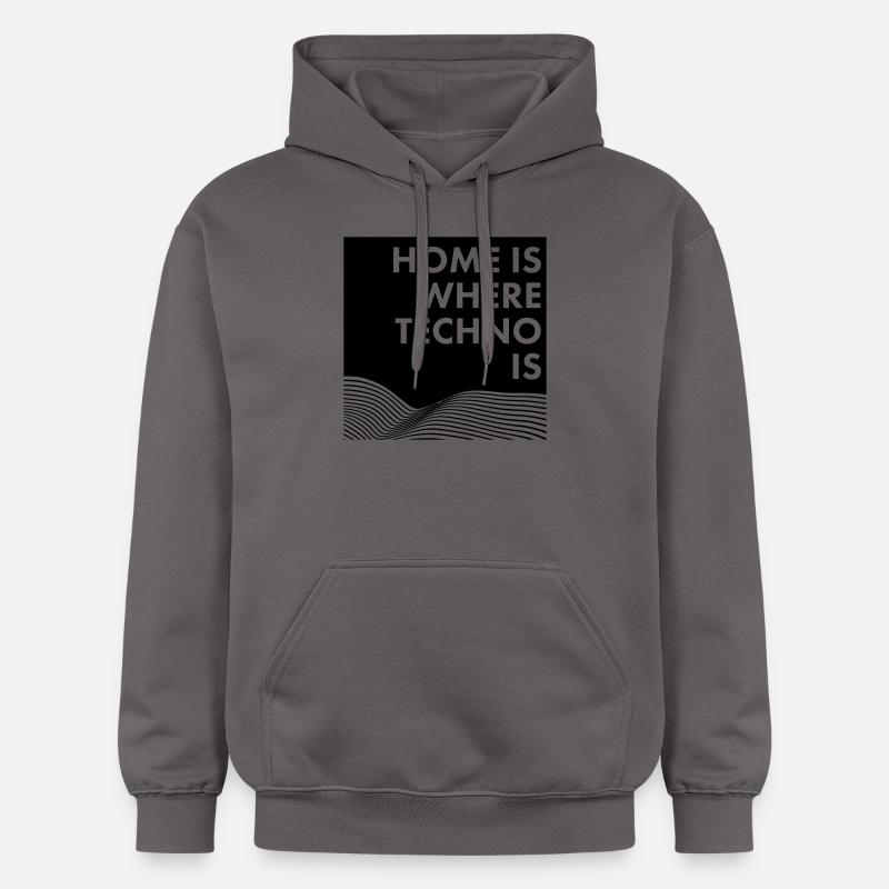 HOME IS WHERE TECHNO IS - Sweat à capuche Softstyle® Gildan Unisexe - gris foncé