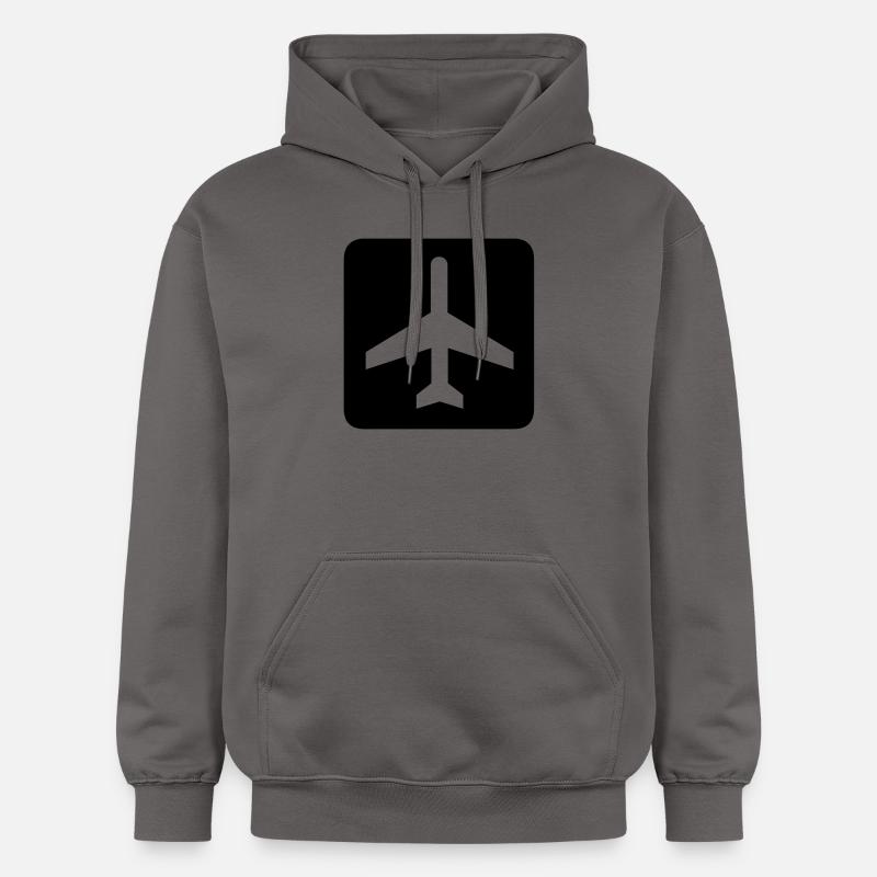 avion,aéroport,piste aéroport,Panneau de - Sweat à capuche Softstyle® Gildan Unisexe - gris foncé