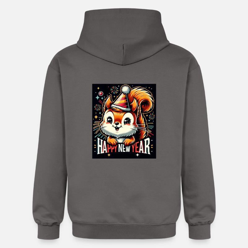 Neujahr Sylvester Eichhörnchen Jahreswechsel - Gildan Unisex Softstyle® Midweight Hoodie - Dunkelgrau