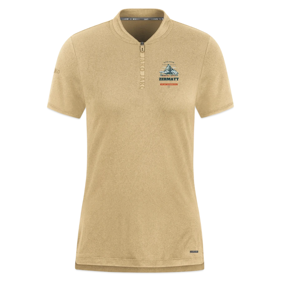 Zermatt badge on a jako pro casual women’s polo shirt, beige