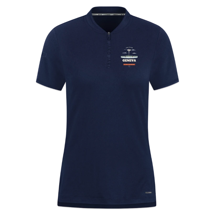 Geneva badge on a jako pro casual women’s polo shirt, midnight blue