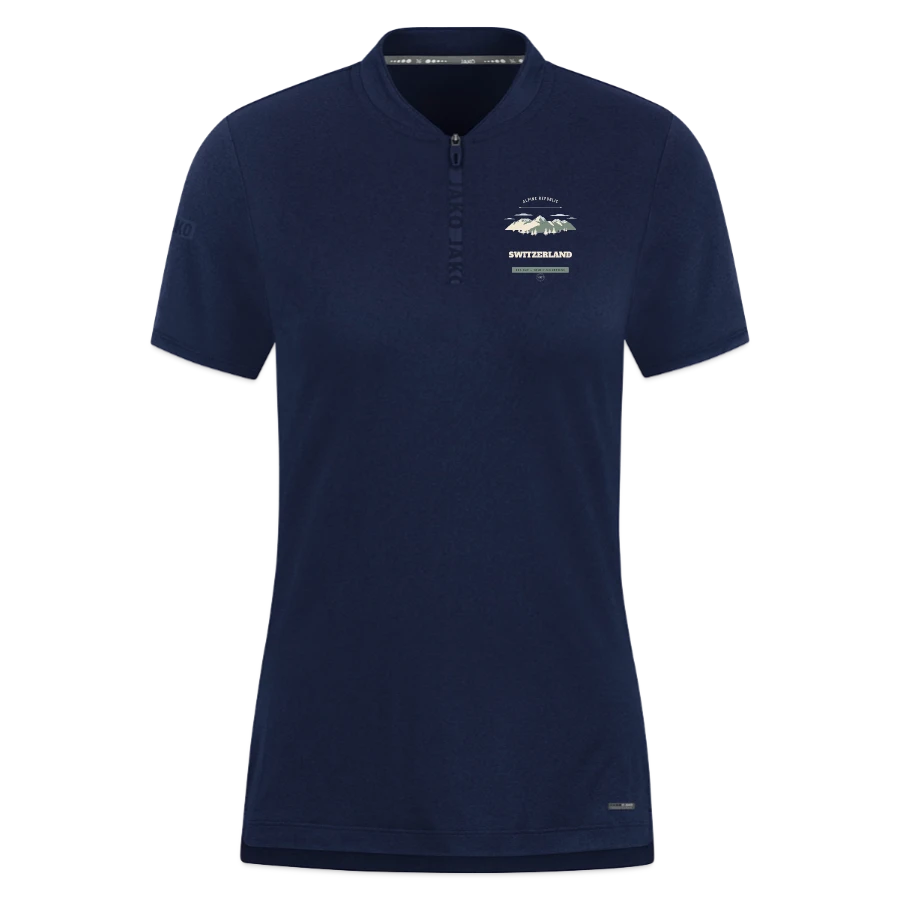Switzerland badge on a jako pro casual women’s polo shirt, midnight blue