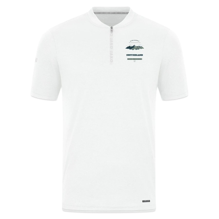Switzerland badge on a jako pro casual polo shirt, white