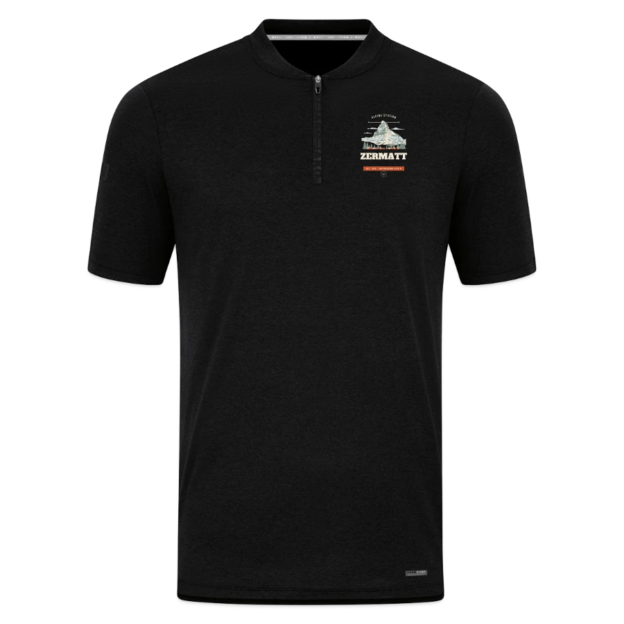 Zermatt badge on a jako pro casual polo shirt, black