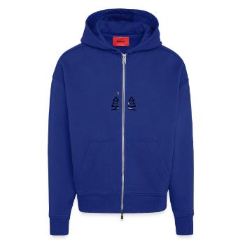 Maison de Noël au Pôle Nord - Veste à capuche bio épaisse oversize fabriqué en UE - Iconic Blue - Devant