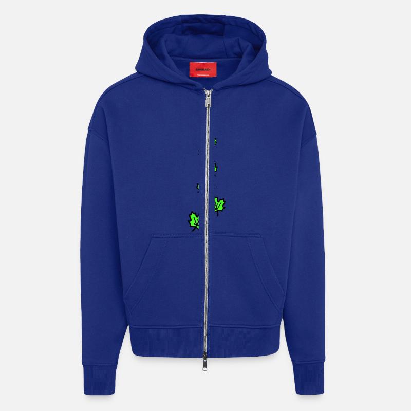 Feuille d’érable Feuilles d’automne - Veste à capuche bio épaisse oversize fabriqué en UE - Iconic Blue