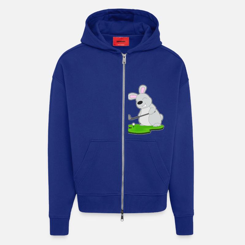 Rabbit Golf Golf Clubs - Veste à capuche bio épaisse oversize fabriqué en UE - Iconic Blue
