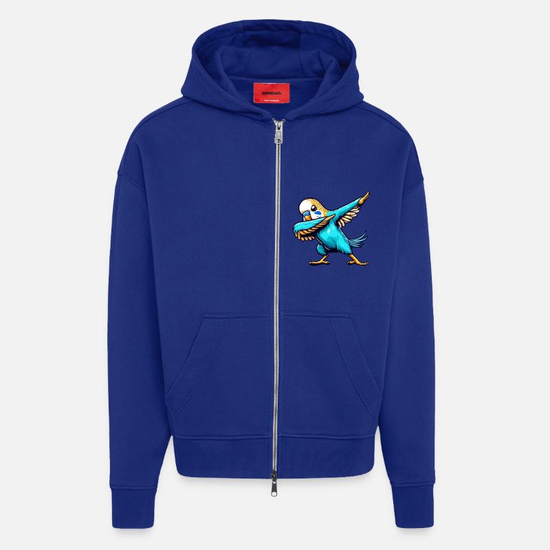 Cool Budgie Dabbing Comic - Zip Hoodie - made by SPREAD - Iconic Blue