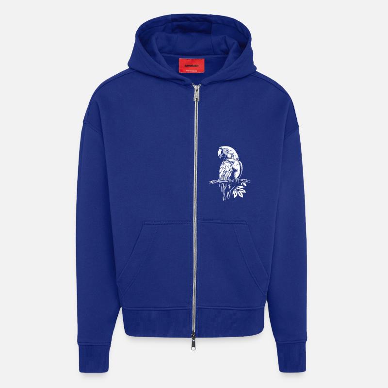 Perroquet blanc - Veste à capuche bio épaisse oversize fabriqué en UE - Iconic Blue