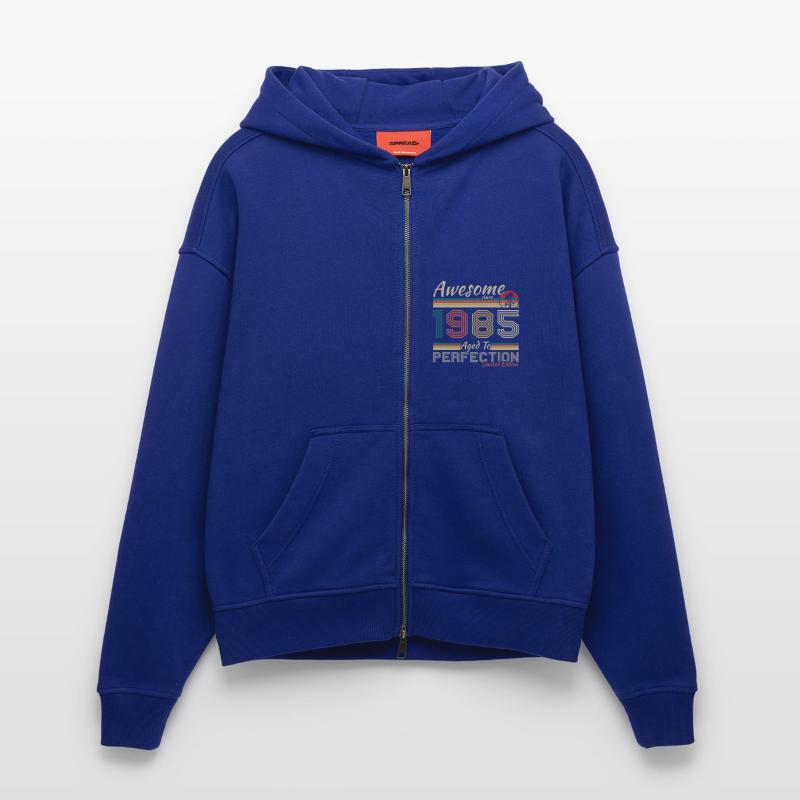 1985 Vintage-Retro-Geburtstagsgeschenk Zip Hoodie - made by SPREAD