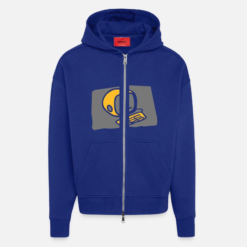 computer2_c - Veste à capuche bio épaisse oversize fabriqué en UE - Iconic Blue