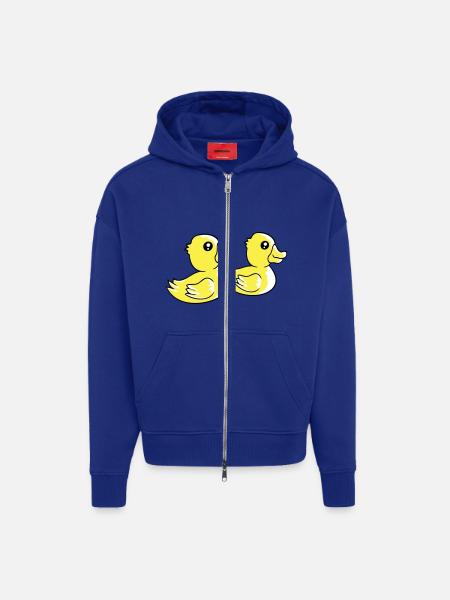 2 ænder svømmevand par to venner hold - Heavyweight oversized organic hættejakke made in EU - Iconic Blue