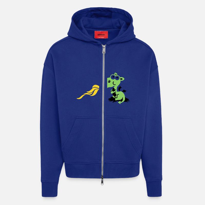 dragon spits fire - Veste à capuche bio épaisse oversize fabriqué en UE - Iconic Blue