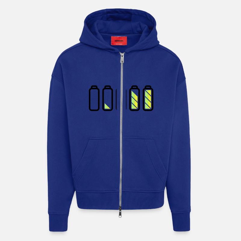 battery_loading - Veste à capuche bio épaisse oversize fabriqué en UE - Iconic Blue