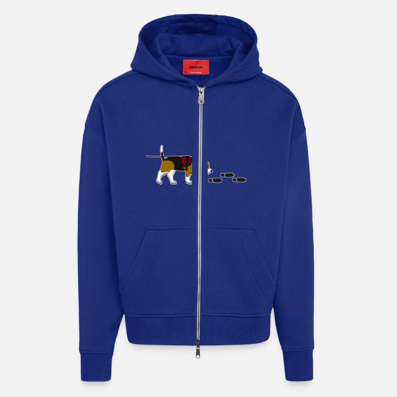 Mantrailing Beagle - Veste à capuche bio épaisse oversize fabriqué en UE - Iconic Blue