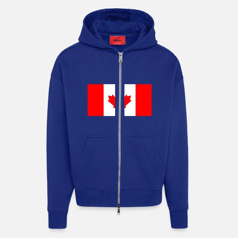 Canada Canada drapeau bannière - Veste à capuche bio épaisse oversize fabriqué en UE - Iconic Blue