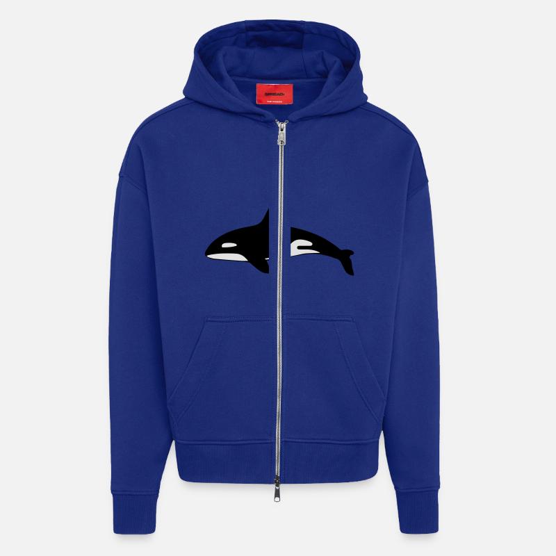 Orque requin océan - Veste à capuche bio épaisse oversize fabriqué en UE - Iconic Blue