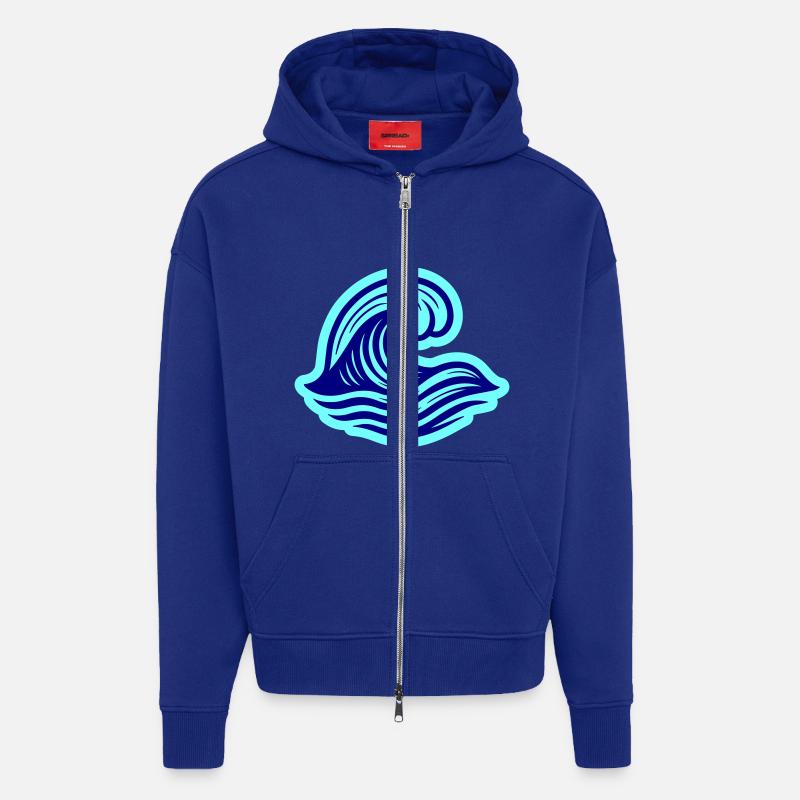 Mer Vague Océan - Veste à capuche bio épaisse oversize fabriqué en UE - Iconic Blue