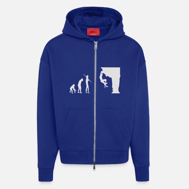 Climbing Evolution - Veste à capuche bio épaisse oversize fabriqué en UE - Iconic Blue