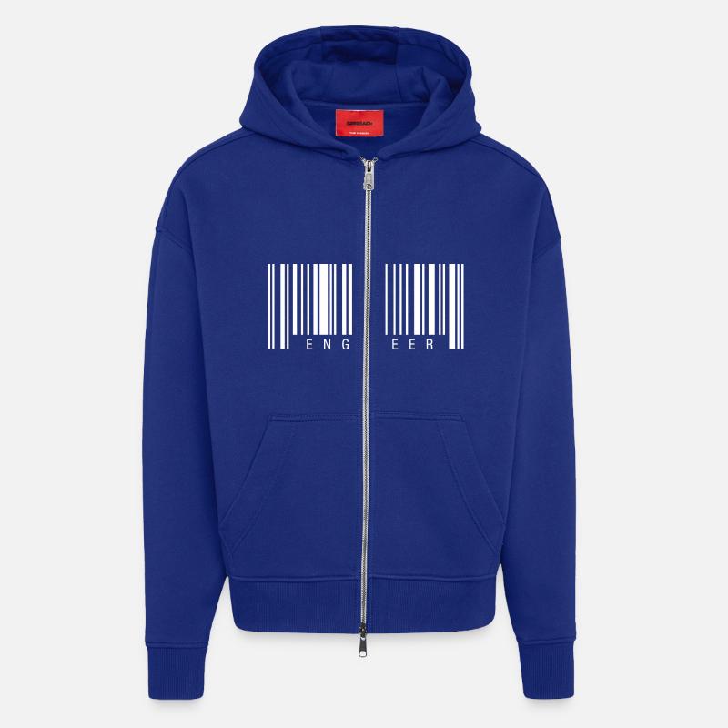 Engineer Barcode - Veste à capuche bio épaisse oversize fabriqué en UE - Iconic Blue