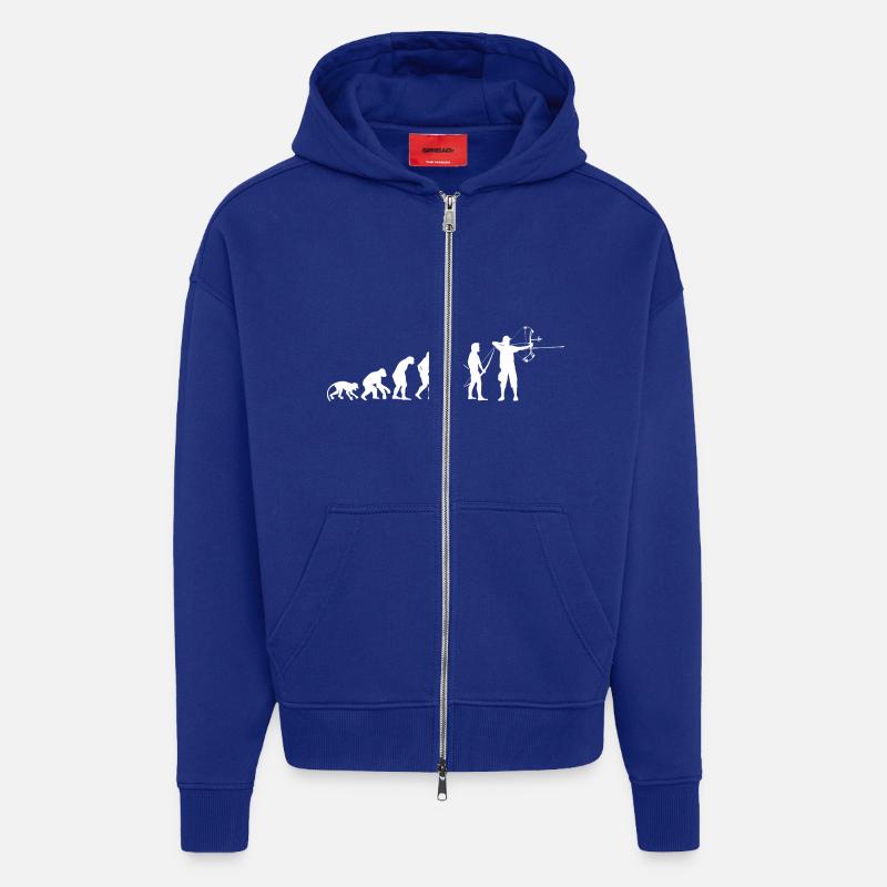 ArcLab CompoundArcherEvolution-White - Veste à capuche bio épaisse oversize fabriqué en UE - Iconic Blue