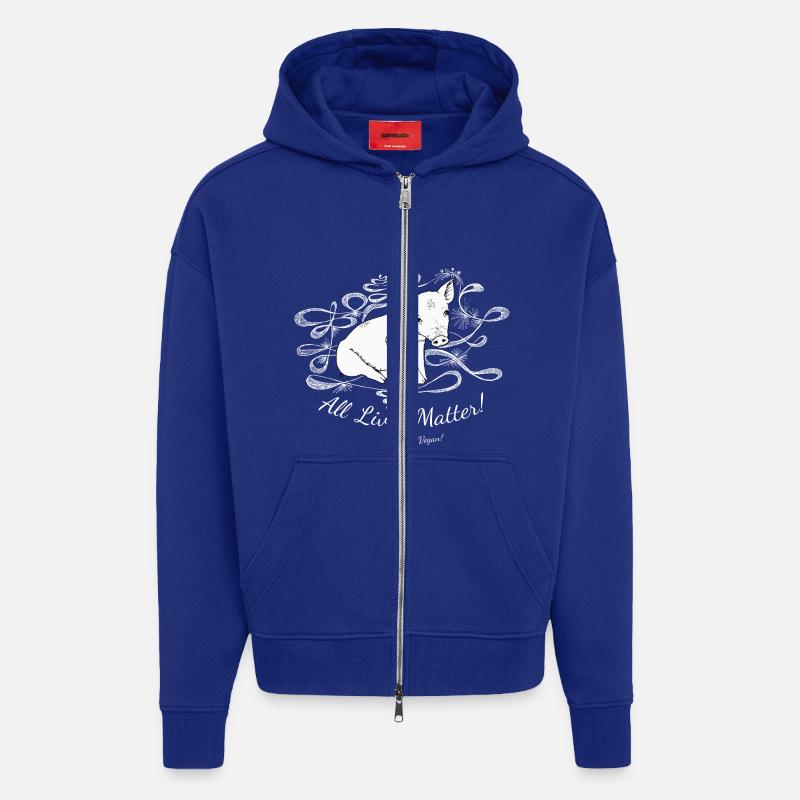 Piggy blanc - Veste à capuche bio épaisse oversize fabriqué en UE - Iconic Blue