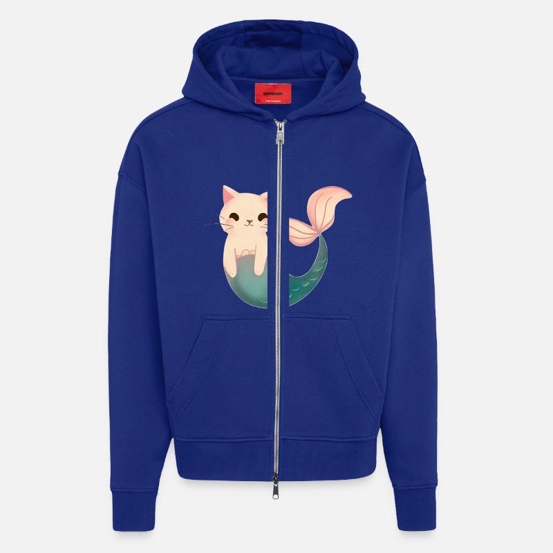 Cute Mermaid Cat - Zip Hoodie - made by SPREAD - Iconic Blue