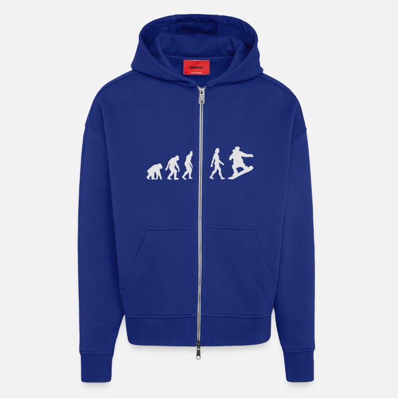 L'évolution du snowboard - Veste à capuche bio épaisse oversize fabriqué en UE - Iconic Blue