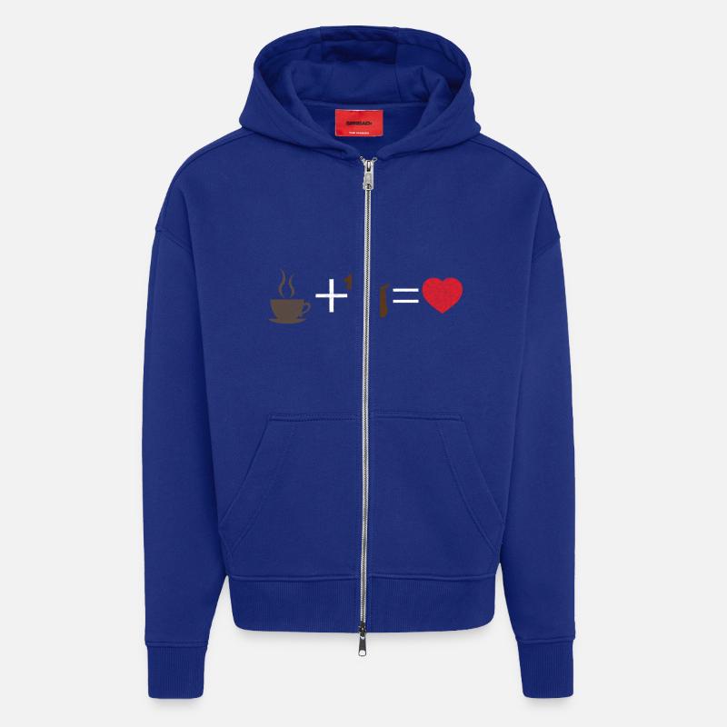 Chien / Cocker café + Cocker = - Veste à capuche bio épaisse oversize fabriqué en UE - Iconic Blue