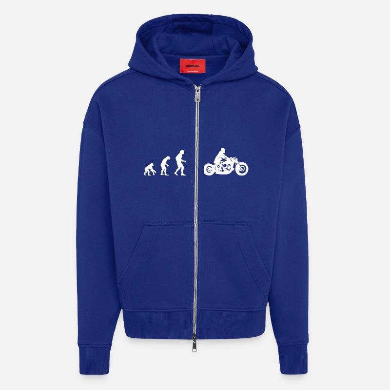 Biker Chopper Bobber Evolution - Veste à capuche bio épaisse oversize fabriqué en UE - Iconic Blue