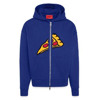 conception Pizza salami fromage - Veste à capuche bio épaisse oversize fabriqué en UE - Iconic Blue - Devant