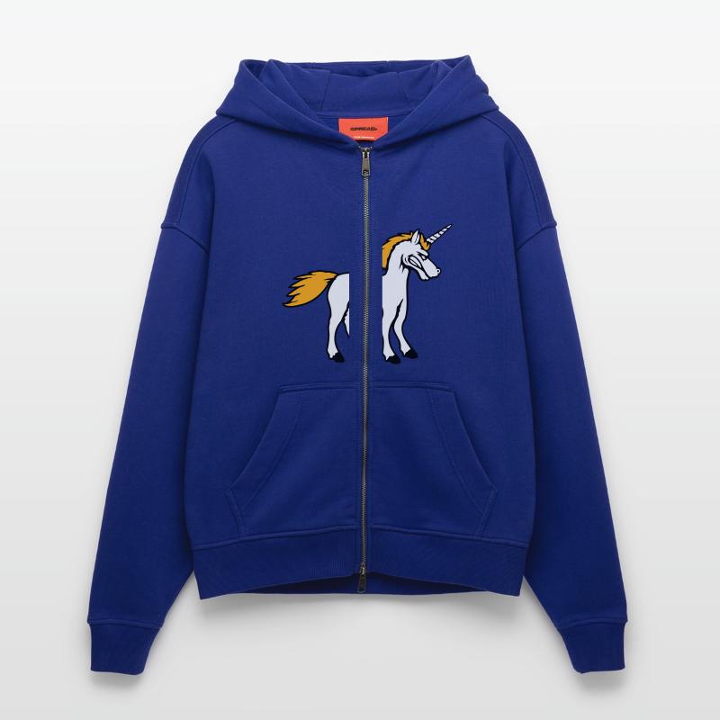 Unicorn Evil Angry Attack Teeth Grinding Sour Zip Hoodie - made by SPREAD