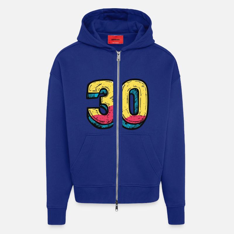 Bande dessinée à 30 numéros - Veste à capuche bio épaisse oversize fabriqué en UE - Iconic Blue