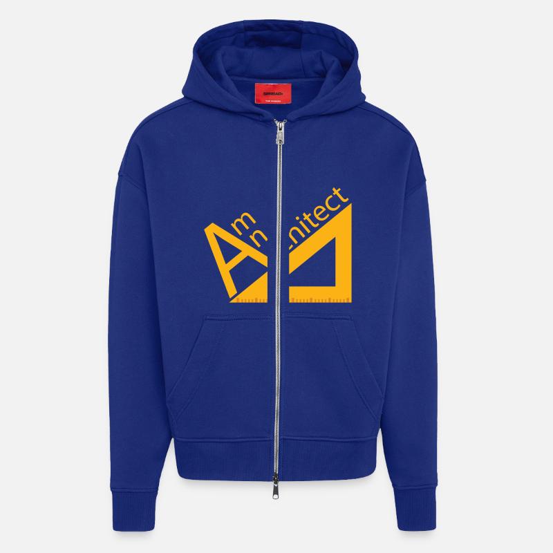 Architecte / Architecture: suis architecte - Veste à capuche bio épaisse oversize fabriqué en UE - Iconic Blue