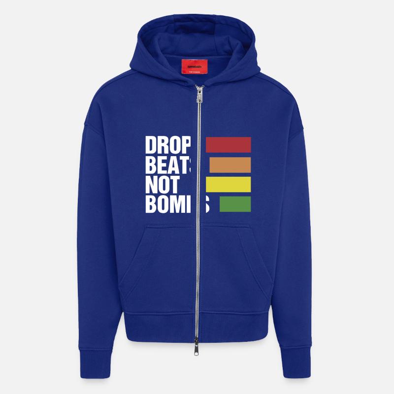 Drop beats not bombs - Zip Hoodie - made by SPREAD - Iconic Blue