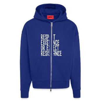 Respecter l’existence ou s’attendre à une résistance - Veste à capuche bio épaisse oversize fabriqué en UE - Iconic Blue - Devant
