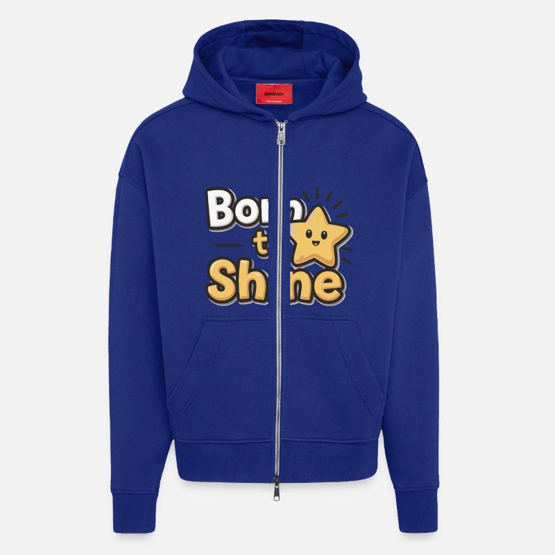 Né pour briller – Strahlender Stern - Veste à capuche bio épaisse oversize fabriqué en UE - Iconic Blue