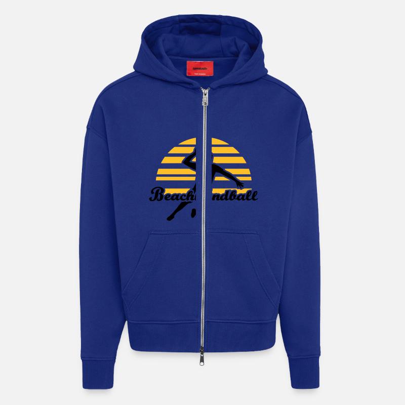 Beachhandball - Veste à capuche bio épaisse oversize fabriqué en UE - Iconic Blue