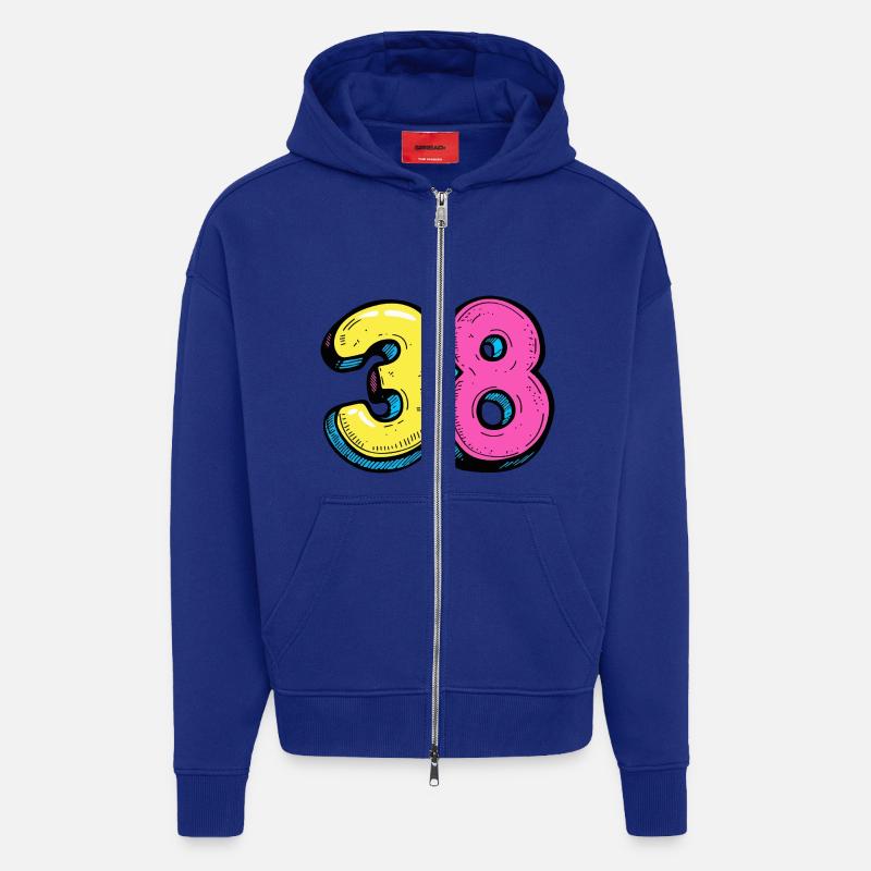 Bande dessinée à 38 chiffres - Veste à capuche bio épaisse oversize fabriqué en UE - Iconic Blue