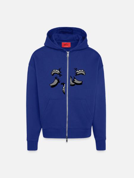 Tentakel, Octopus, Monster, Verscheurd Shirt, Alien - Heavyweight oversized organic ziphoodie made in EU - Iconic Blue