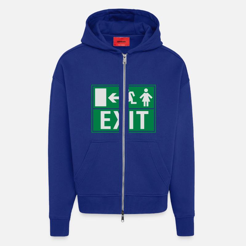 EXIT (FIRE EXIT) - Veste à capuche bio épaisse oversize fabriqué en UE - Iconic Blue