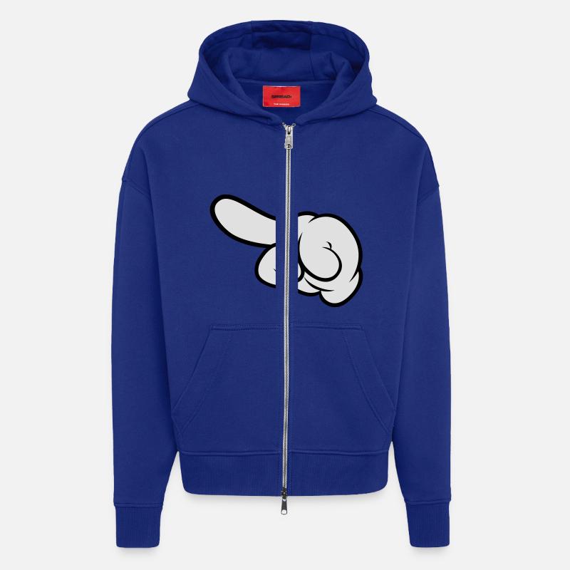 Comic Hand Pointing (Left) - Zip Hoodie - made by SPREAD - Iconic Blue