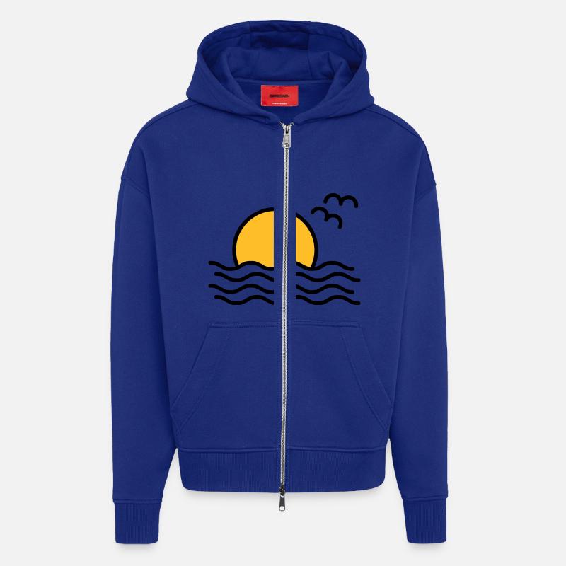 Coucher de soleil - Veste à capuche bio épaisse oversize fabriqué en UE - Iconic Blue