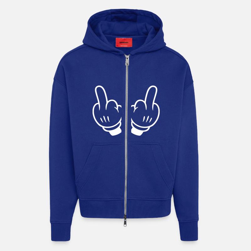 Middle Finger Hand Comic - Zip Hoodie - made by SPREAD - Iconic Blue
