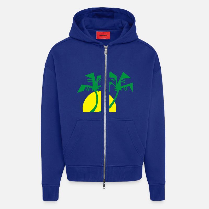 vacances de vacances de vacances - Veste à capuche bio épaisse oversize fabriqué en UE - Iconic Blue