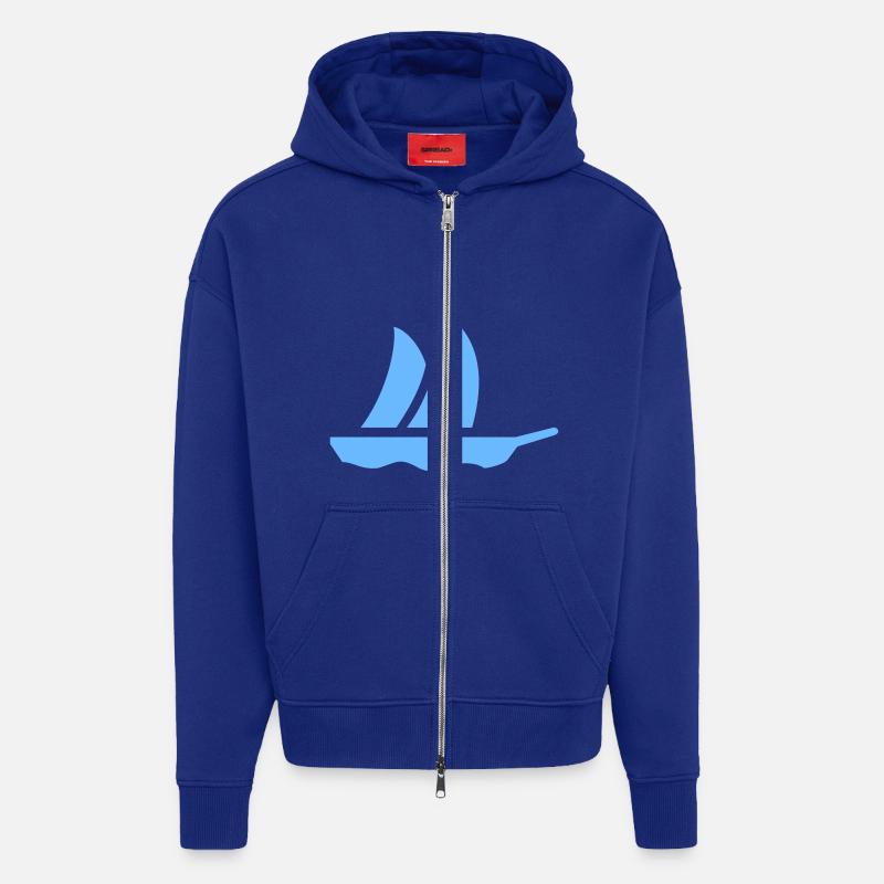 Voilier (1c) - Veste à capuche bio épaisse oversize fabriqué en UE - Iconic Blue